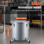 VEVOR fryer grease bucket 8-gal stainless steel with wheels in commercial kitchen.