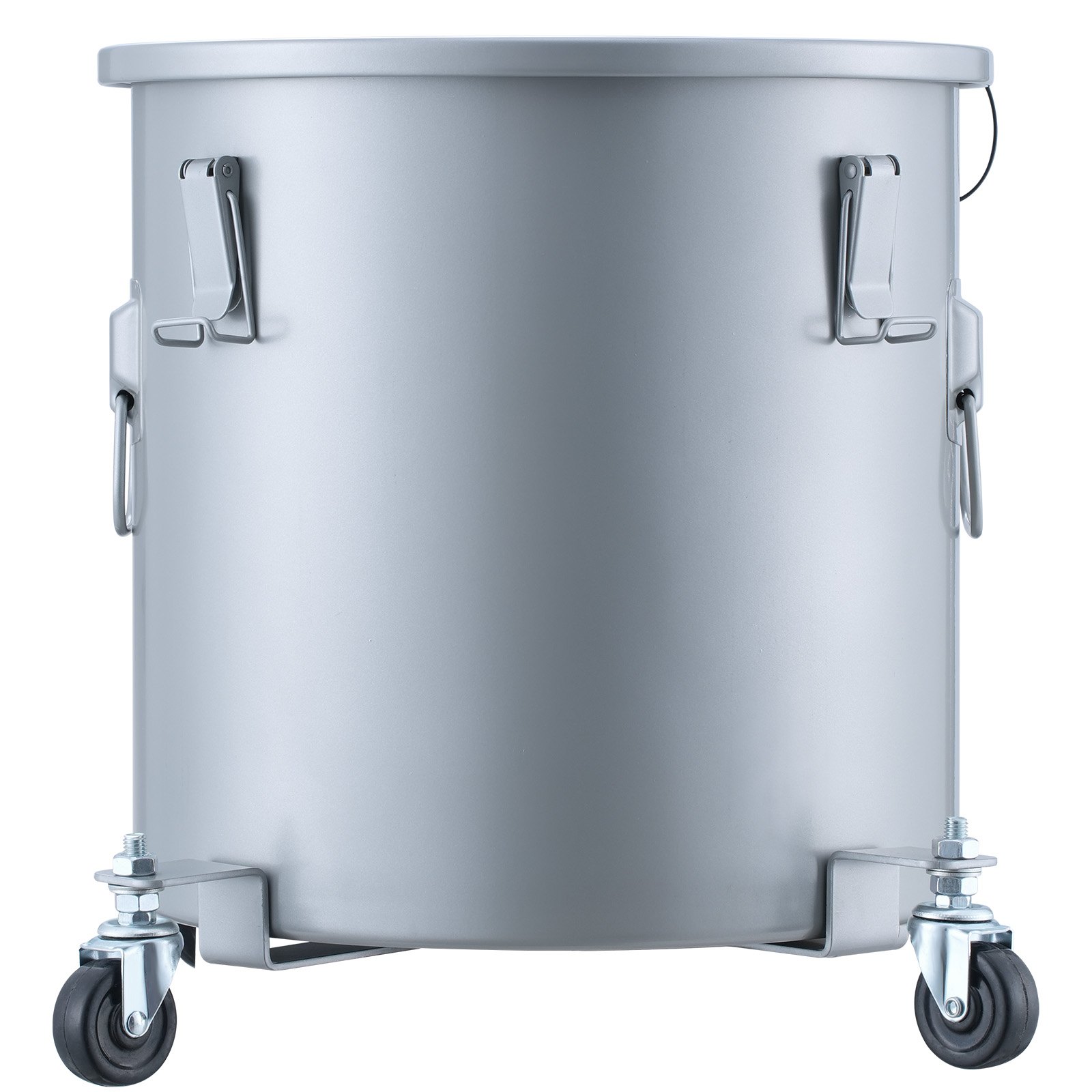 VEVOR Fryer Grease Bucket, 8 Gal Oil Disposal Caddy with Caster Base, Carbon Steel with Rust-Proof Coating, Oil Transport Container with Lid, Lock Clips, Filter Bag for Hot Cooking Oil Filtering, Gray