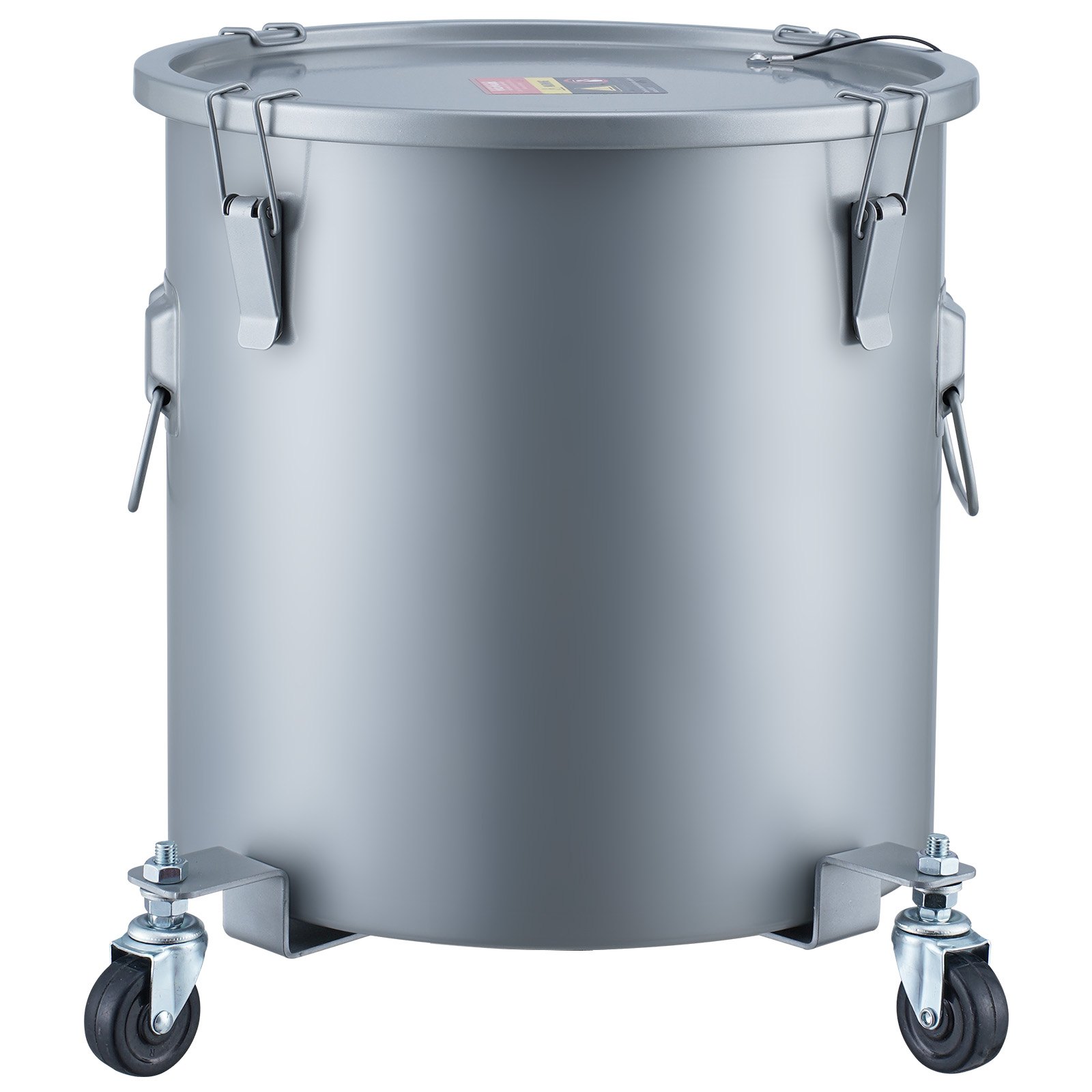 VEVOR Fryer Grease Bucket, 8 Gal Oil Disposal Caddy with Caster Base, Carbon Steel with Rust-Proof Coating, Oil Transport Container with Lid, Lock Clips, Filter Bag for Hot Cooking Oil Filtering, Gray