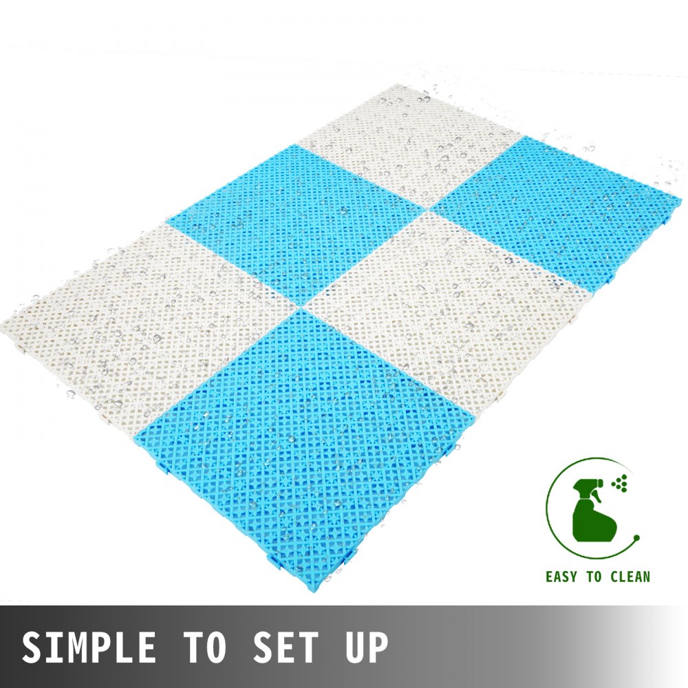 VEVOR Drainage Tiles Interlocking 25 Pack White, Outdoor Modular Interlocking Deck Tile 11.8x11.8x0.5 Inches, Dry Deck Tiles for Pool Shower Sauna Bathroom Deck Patio Garage