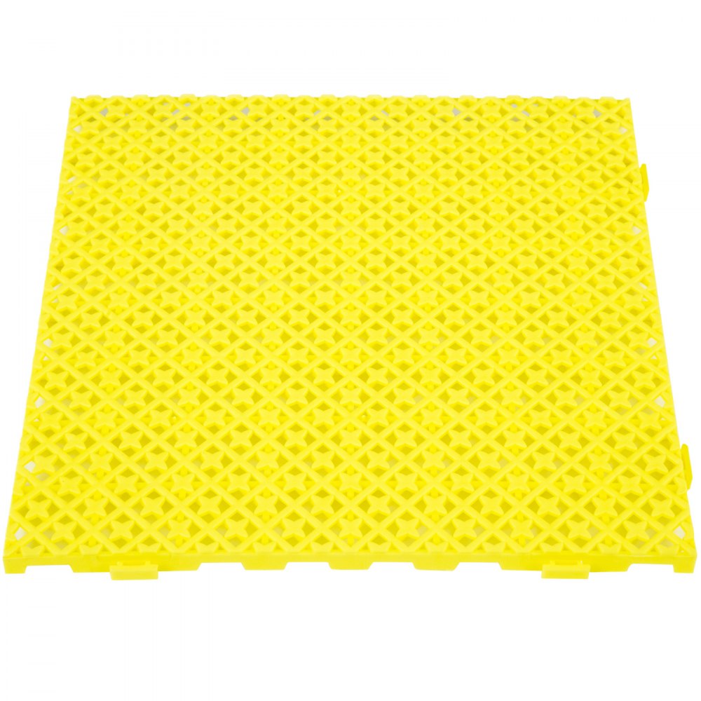 VEVOR Drainage Tiles Interlocking 25 Pack Yellow, Outdoor Modular Interlocking Deck Tile 11.8x11.8x0.5 Inches, Dry Deck Tiles for Pool Shower Sauna Bathroom Deck Patio Garage