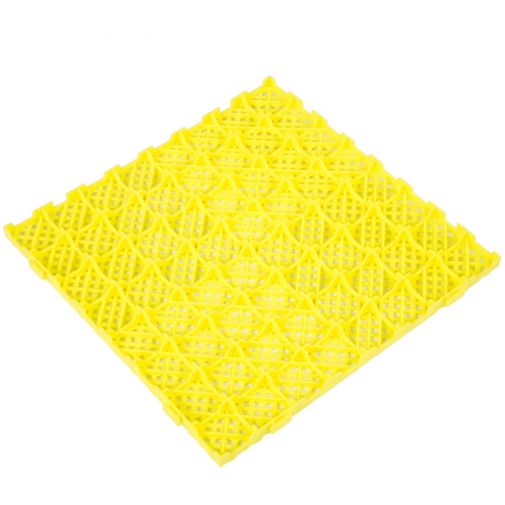 VEVOR Drainage Tiles Interlocking 25 Pack Yellow, Outdoor Modular Interlocking Deck Tile 11.8x11.8x0.5 Inches, Dry Deck Tiles for Pool Shower Sauna Bathroom Deck Patio Garage