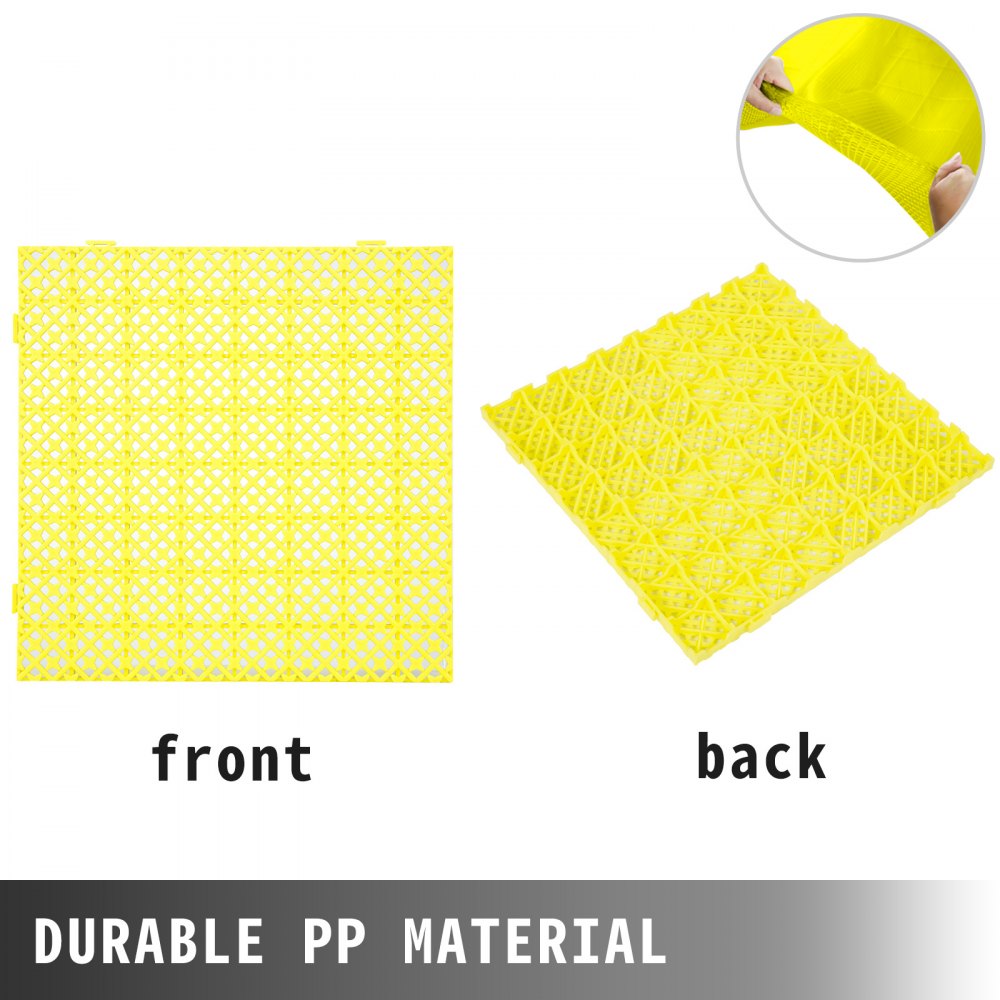 VEVOR Drainage Tiles Interlocking 25 Pack Yellow, Outdoor Modular Interlocking Deck Tile 11.8x11.8x0.5 Inches, Dry Deck Tiles for Pool Shower Sauna Bathroom Deck Patio Garage