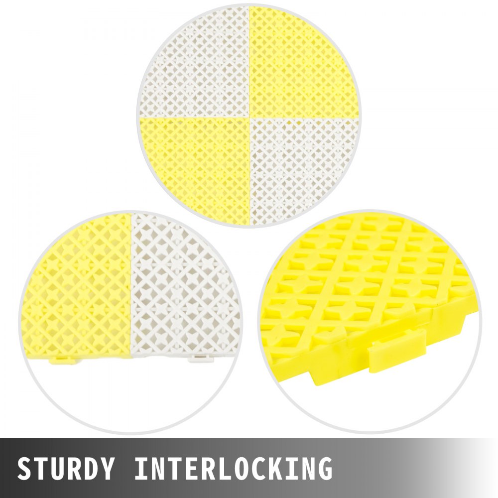 VEVOR Drainage Tiles Interlocking 25 Pack Yellow, Outdoor Modular Interlocking Deck Tile 11.8x11.8x0.5 Inches, Dry Deck Tiles for Pool Shower Sauna Bathroom Deck Patio Garage