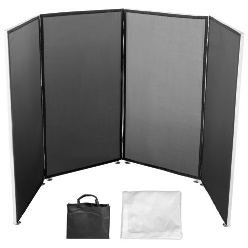 Dj Event Facade Dj Booth White + black Scrim Metal Frame W / 4 Paneles 47.2x110inch