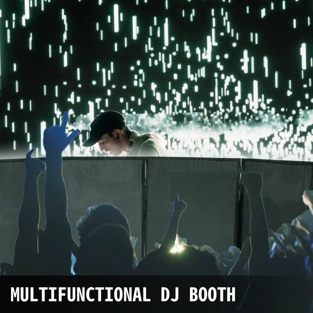 Dj Event Facade Dj Booth White+black Scrim Metal Frame Booth W/ 4 Panels Fodable