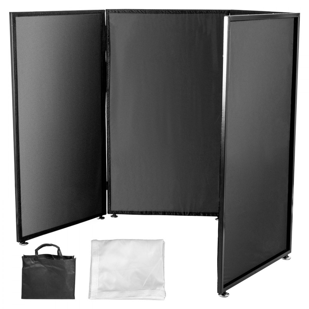 Djbooth, Djfacade 47.2x110 Inch, Foldable Djevent Facade, White & Black Scrim