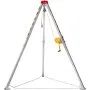VEVOR confined space tripod kit with yellow winch, chains, and striped gray and yellow legs.
