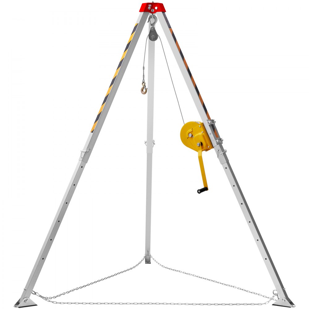 VEVOR Confined Space Tripod Kit, 816.4 kg Winch, Confined Space Tripod 7' Legs and 98' Cable, Confined Space Rescue Tripod 32.8' Fall Protection, Harness, Storage Bag for Traditional Confined Spaces