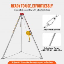 VEVOR Confined Space Tripod Kit, Confined Space Tripod 7' Legs and 98' Cable, Confined Space Rescue Tripod 32.8' Fall Protection, 1800 lbs Winch, Harness, Storage Bag
