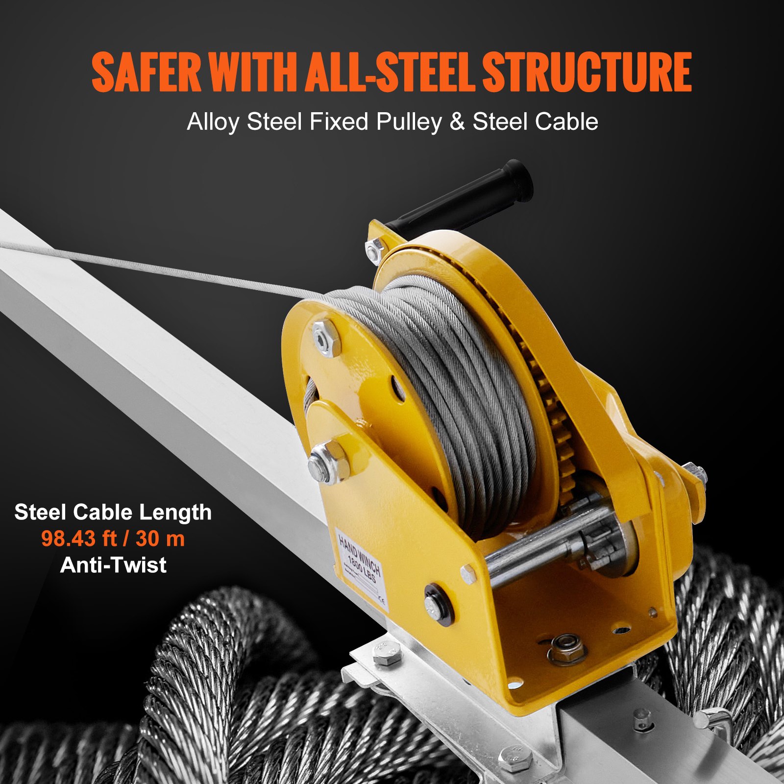 VEVOR Confined Space Tripod Kit, 816.4 kg Winch, Confined Space Tripod 7' Legs and 98' Cable, Confined Space Rescue Tripod 32.8' Fall Protection, Harness, Storage Bag for Traditional Confined Spaces
