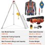 VEVOR 2600 lbs Winch Confined Space Tripod Kit, Confined Space Tripod 8' Legs and 98' Cable, Confined Space Rescue Tripod 33' Fall Protection with Blower, Gas detector, Harness.