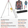 VEVOR Confined Space Tripod Kit, 2600 lbs Winch, Confined Space Tripod 8' Legs and 98' Cable, Confined Space Rescue Tripod 32.8' Fall Protection, Harness, Storage Bag for Traditional Confined Spaces