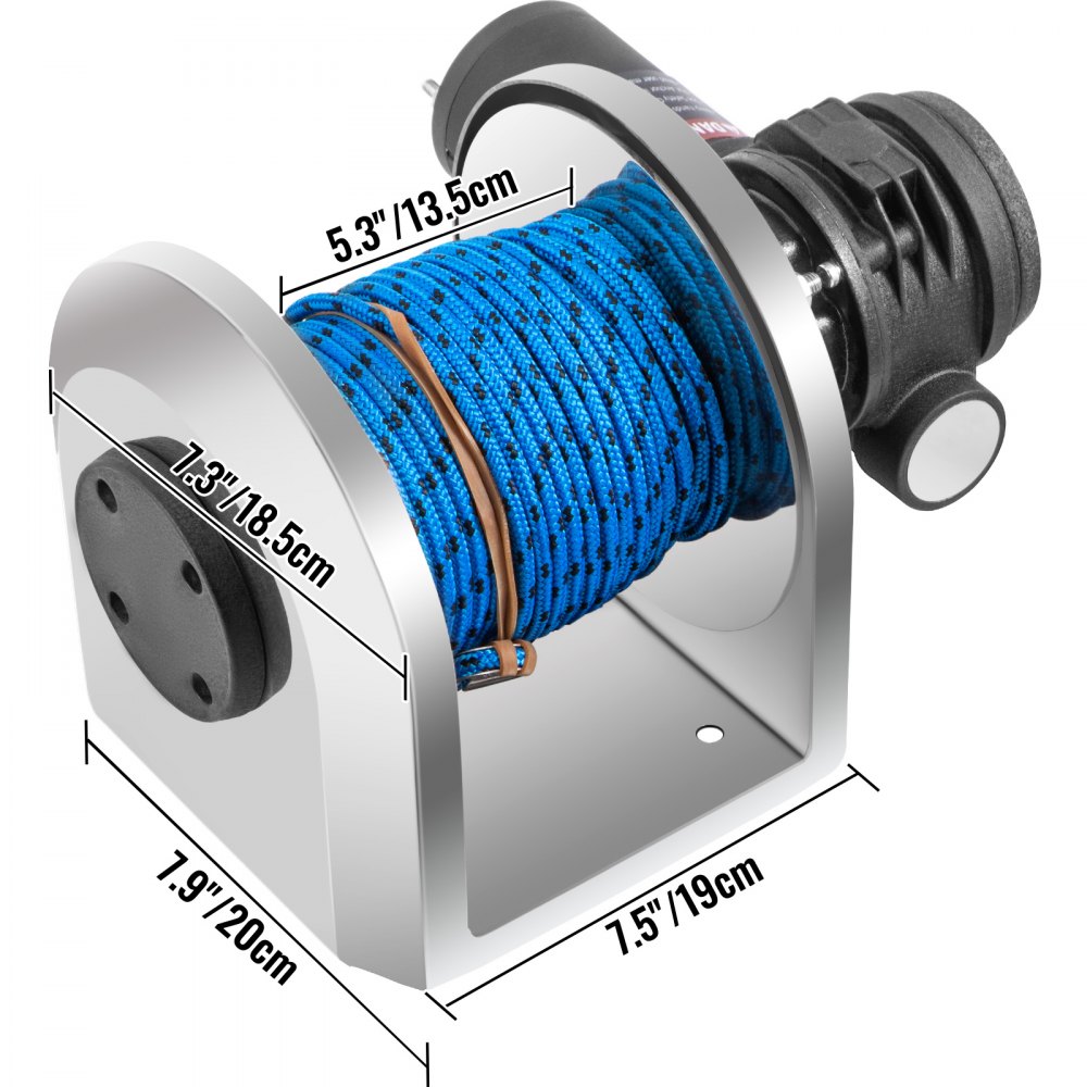 VEVOR Electric Anchor Winch Drum Winch TW180 2500kg Load 6mmX45M Rope Full Kit