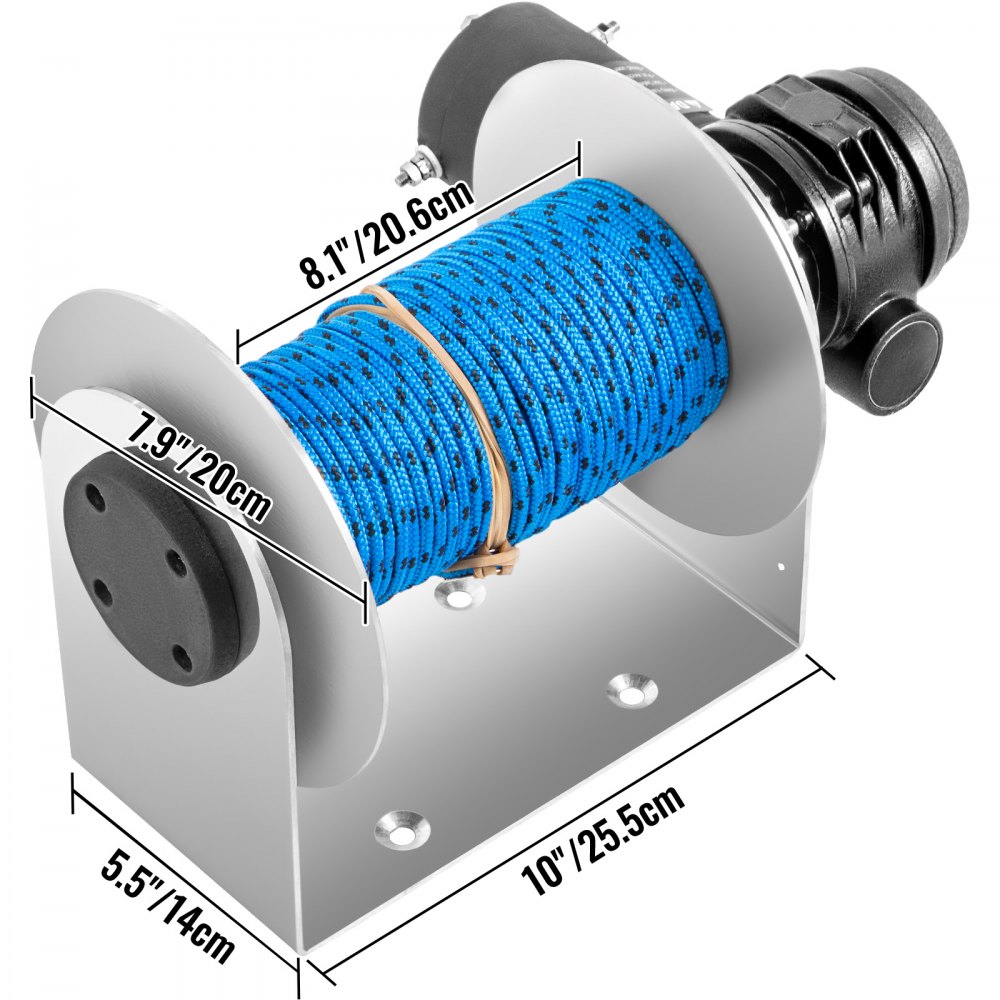 VEVOR Electric Anchor Winch Drum Winch TW200 2500kg Load 6mmX60M Rope Full Kit