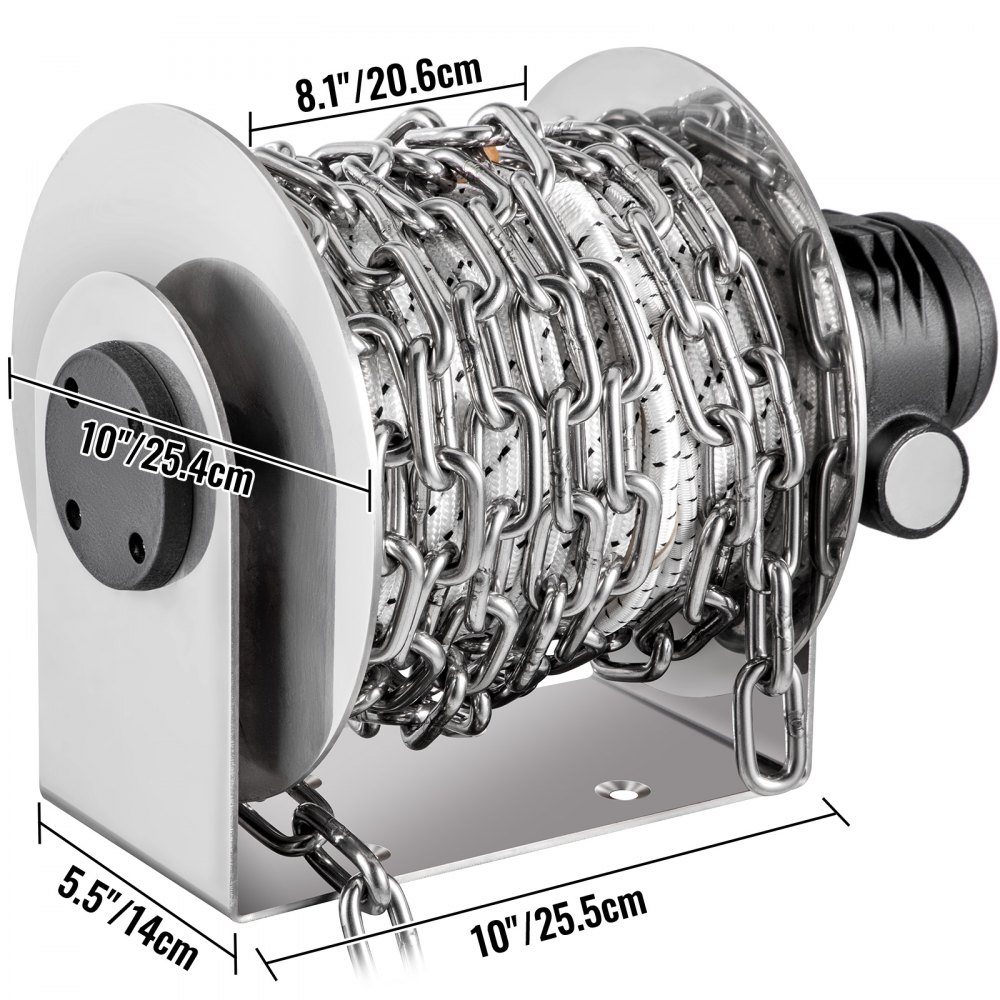 VEVOR Electric Anchor Winch Drum Winch TW240STD 8mmX90M Rope / Chain Full Kit