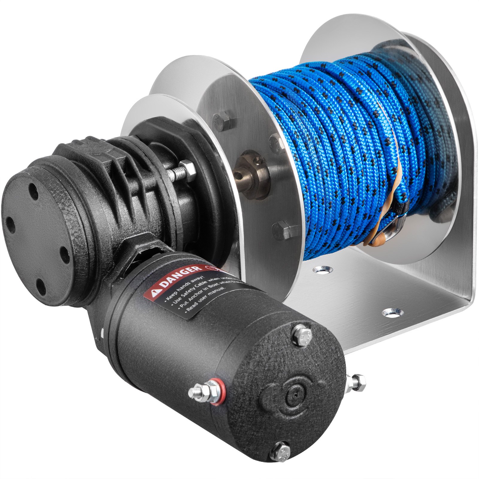 VEVOR Electric Anchor Winch Drum Winch TW180 2500kg 6mmX45M Rope/Chain Full Kit