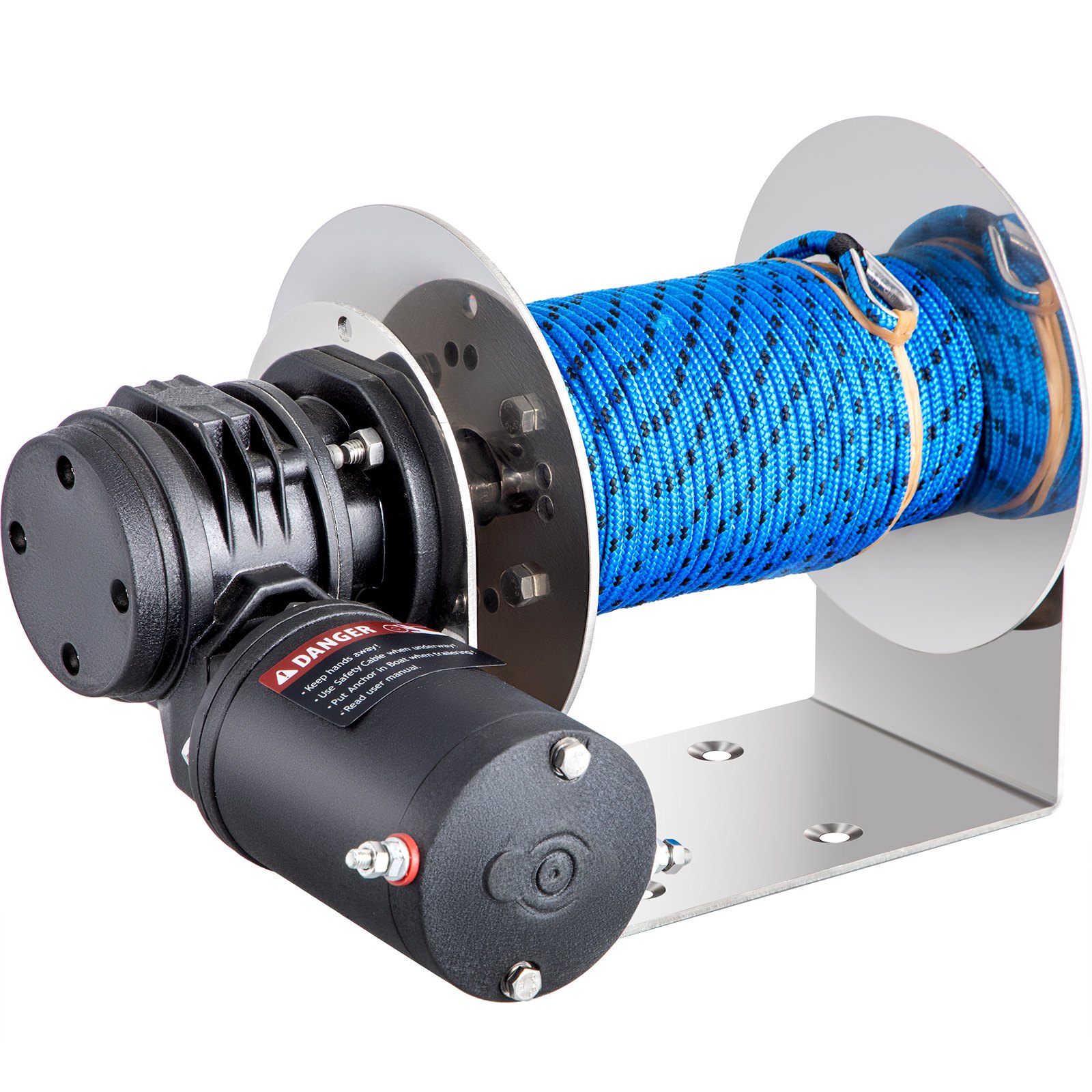 VEVOR Electric Anchor Winch Drum Winch TW200 2500kg 6mmX60M Rope/Chain Full Kit