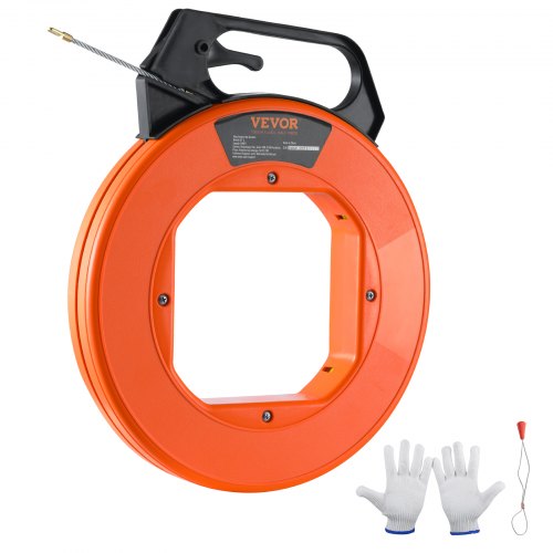 VEVOR Fish Tape, 100 ft, 3/16-inch, Fiberglass Wire Puller with Optimized Housing and Handle, Easy-to-Use Cable Puller Tool, Flexible Wire Fishing Tools for Wall and Electrical Conduit, Non-Conductive