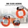VEVOR fish tape with one-click locking feature and thumb lock in use, held by gloved hands.
