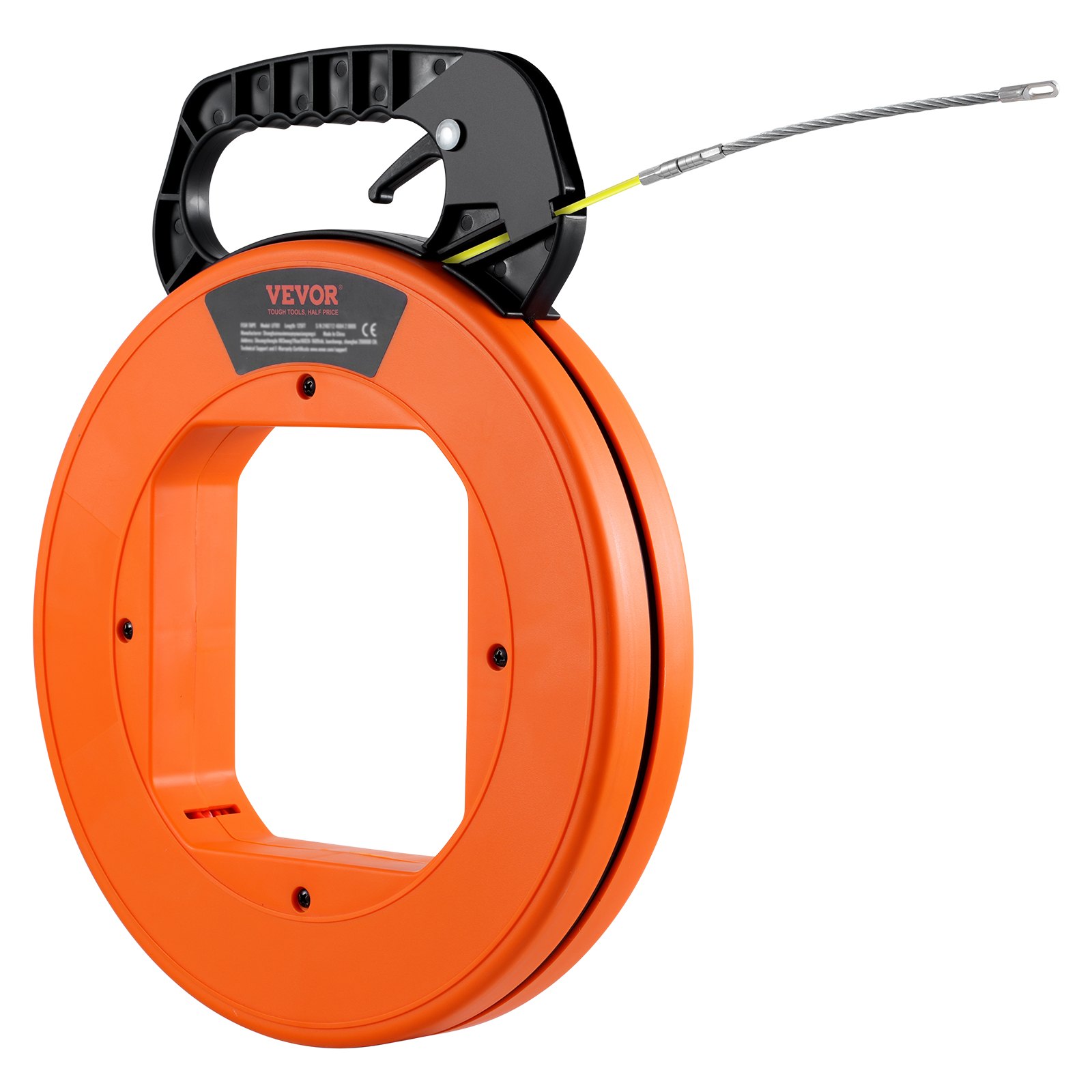 VEVOR Fish Tape, 200 ft, 3/16-inch, Fiberglass Wire Puller with Optimized Housing and Handle, Easy-to-Use Cable Puller Tool, Flexible Wire Fishing Tools for Wall and Electrical Conduit, Non-Conductive