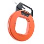 orange VEVOR fish tape with ergonomic black handle and hexagonal center design.