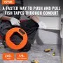 VEVOR Fish Tape, 73.2 m Length, 3 mm, Steel Wire Puller with Optimized Housing and Handle, Easy-to-Use Cable Puller Tool, Flexible Wire Fishing Tools for Walls and Electrical Conduit, Non-Conductive