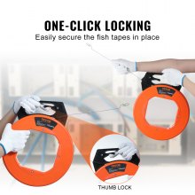 VEVOR Fish Tape, 240 láb, 1/8 hüvelykes, acélhuzallehúzó optimalizált házzal és fogantyúval, könnyen használható kábellehúzó szerszám, flexibilis vezetékes horgászszerszámok falakhoz és elektromos vezetékekhez, nem vezető