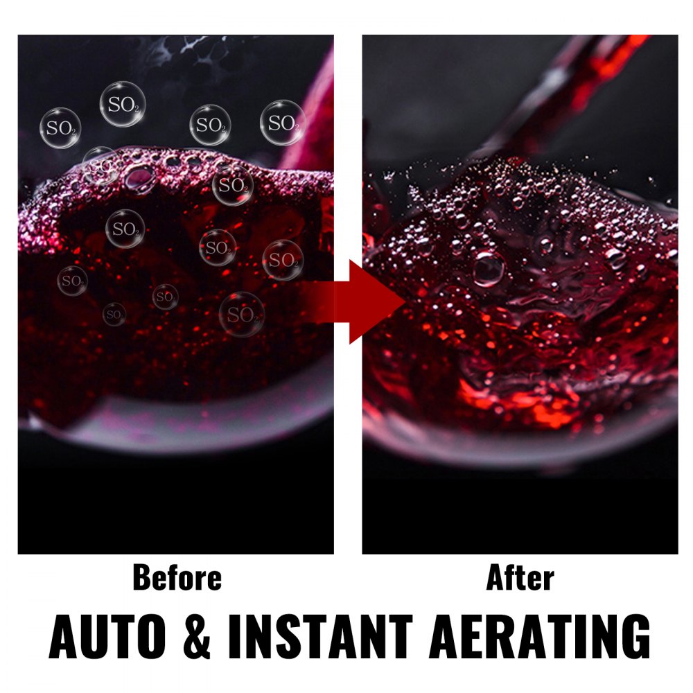 VEVOR Electric Wine Dispenser, 1 Button Wine Aerator Dispenser, Automatic Wine Aerator, Electric Wine Decanter, Black Wine Aerator Pourer for Red & White Wine 750 ml, Wine Aerator Pump with Corkscrew