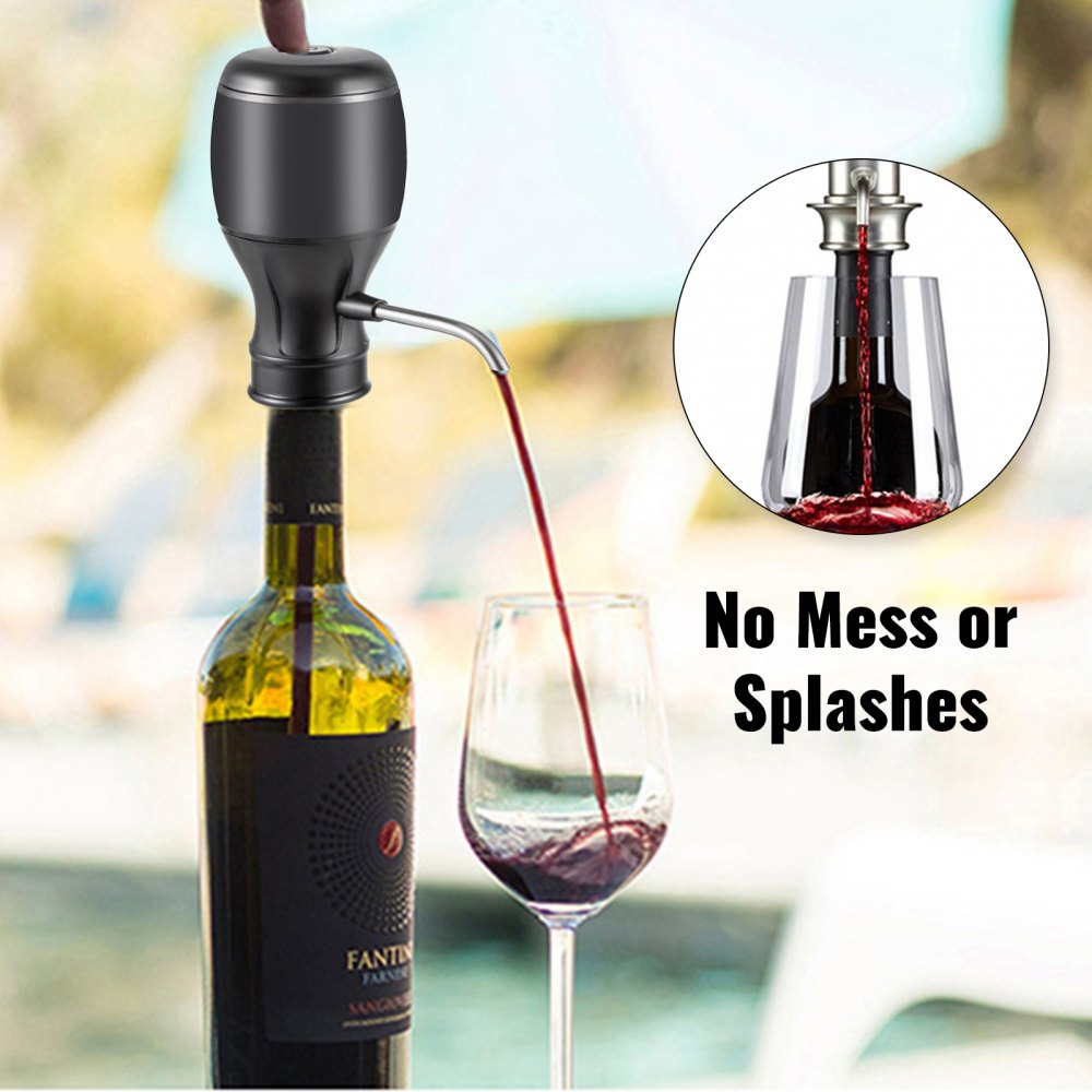 VEVOR Electric Wine Dispenser, 1 Button Wine Aerator Dispenser, Automatic Wine Aerator, Electric Wine Decanter, Black Wine Aerator Pourer for Red & White Wine 750 ml, Wine Aerator Pump with Corkscrew