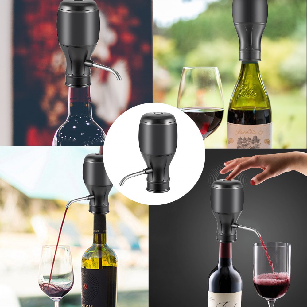 VEVOR Electric Wine Dispenser, 1 Button Wine Aerator Dispenser, Automatic Wine Aerator, Electric Wine Decanter, Black Wine Aerator Pourer for Red & White Wine 750 ml, Wine Aerator Pump with Corkscrew