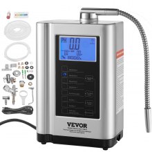 VEVOR Alkaline Water Ionizer Machine, pH 3.5-10.5 Alkaline Acidic Hydrogen Water Purifier, 7 Water Settings Home Filtration System, Up to -550mV ORP, 8000L Per Filter, Auto-Cleaning, White