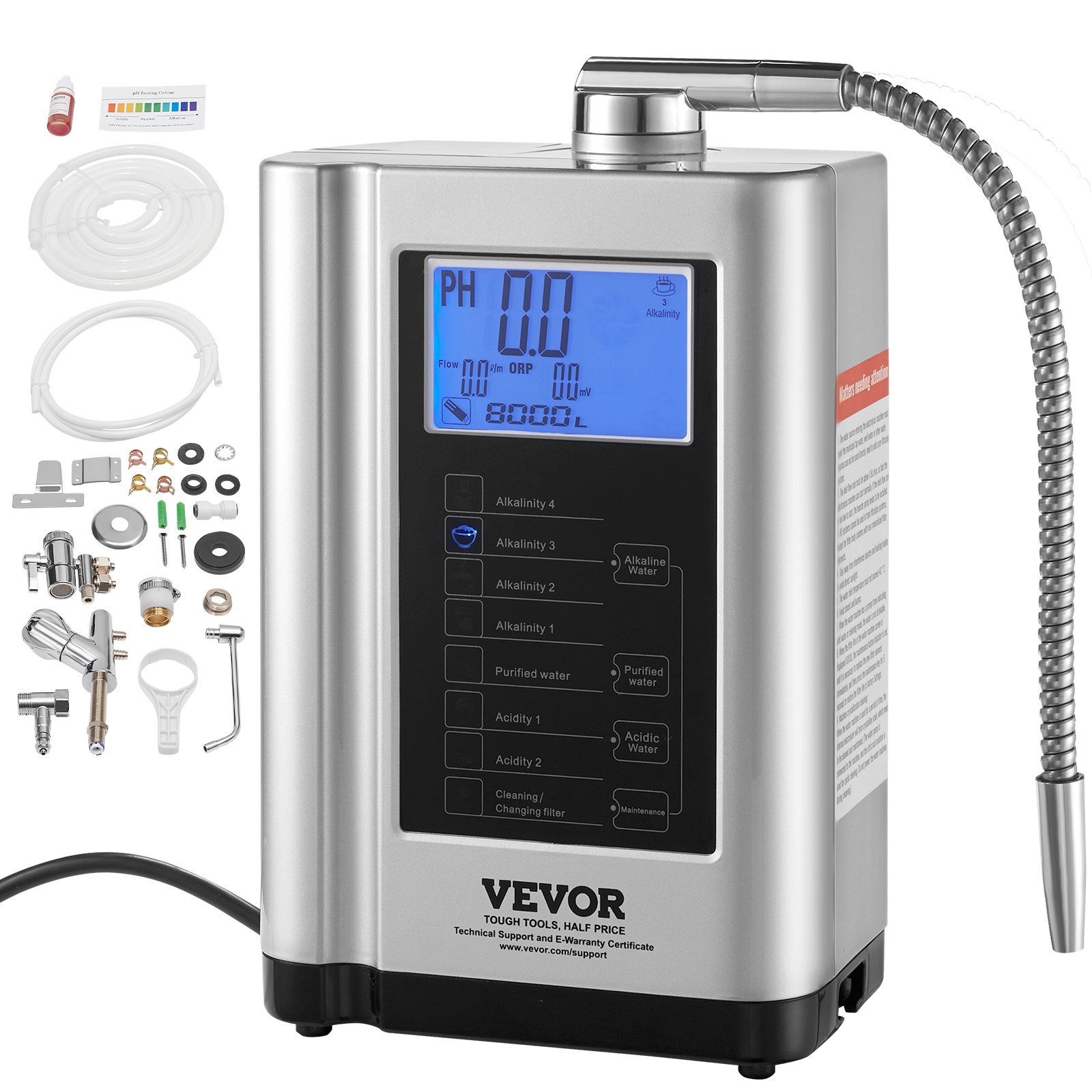 Sweiko Alkaline Water Ionizer Machine, pH 3.5-10.5 Alkaline Acidic Hydrogen Water Purifier, 7 Water Settings Home Filtration System, Up to -550mV ORP, 8000L Per Filter, Auto-Cleaning, White Sweiko Alkaline Water Ionizer Machine, pH 3.5-10.5 Alkaline Acidic Hydrogen Water Purifier, 7 Water Settings Home Filtration System, Up to -550mV ORP, 8000L Per Filter, Auto-Cleaning, White