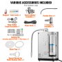 VEVOR Alkaline Water Ionizer Machine, pH 3.5-10.5 Alkaline Acidic Hydrogen Water Purifier, 7 Water Settings Home Filtration System, Up to -650mV ORP, 8000L Per Filter, Auto-Cleaning, White