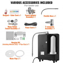 VEVOR Alkaline Water Ionizer Machine, pH 3-11.2 Alkaline Acidic Hydrogen Water Purifier, 6 Water Settings Home Filtration System, Up to -800mV ORP, 9000L Per Filter, UV Function, Water Heating