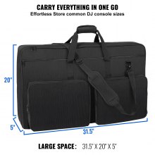 VEVOR Padded DJ Mixer Gig Bag, 1200D Oxford Fabric, DJ Gear Carry Bag with Storage Pocket 4,92 ft αφαιρούμενο ιμάντα ώμου 0,39 in Padding, 32,6 x 8,6 x 20,4 in Storage Case ταιριάζει για DJ Controller