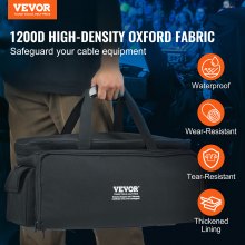 VEVOR DJ Cable File Bag, 1200D Oxford Fabric, DJ Gig Bag with 9 Detachable Divider 4.92 ft Padded Shoulder Strap Plastic Bottom Pad, 23.6 x 11.8 x 12.7 in DJ Wire Bag for DJ Gear Musical Accessories