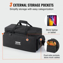 VEVOR DJ Cable File Bag, 1200D Oxford Fabric, DJ Gig Bag with 9 Detachable Divider 4.92 ft Padded Shoulder Strap Plastic Bottom Pad, 600 x 300 x 325 mm DJ Wire Bag for DJ Gear Musical Accessories