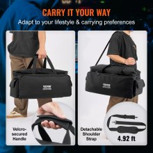 VEVOR DJ Cable File Bag, 1200D Oxford Fabric, DJ Gig Bag with 9 Detachable Divider 4.92 ft Padded Shoulder Strap Plastic Bottom Pad, 23.6 x 11.8 x 12.7 in DJ Wire Bag for DJ Gear Musical Accessories