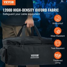 VEVOR DJ Cable File Bag, 1200D Oxford Fabric, DJ Gig Bag with 9 Detachable Divider 4.92 ft Padded Shoulder Strap Plastic Bottom Pad, 600 x 300 x 325 mm DJ Wire Bag for DJ Gear Musical Accessories