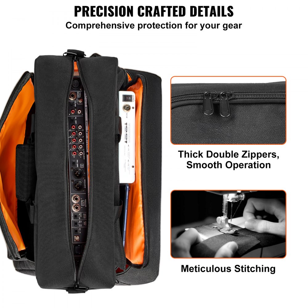 VEVOR Padded DJ Mixer Gig Bag, 1200D Oxford Fabric, DJ Gear Carry Bag with a Storage Pocket 1.5 M Removable Shoulder Strap 10 MM Padding, 490 x 220 x 390 mm Storage Case Fits for DJ Controller