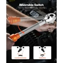 VEVOR Click Torque Wrench Set, 3/8 Inch Drive, 5-60 N.m / 3.7-44.3 lbf.ft, Dual-direction, 72-Tooth, ±3% High Precision, with Sockets, Bits, Extension Bar, Spark Plug Sockets, Adapter, Orange