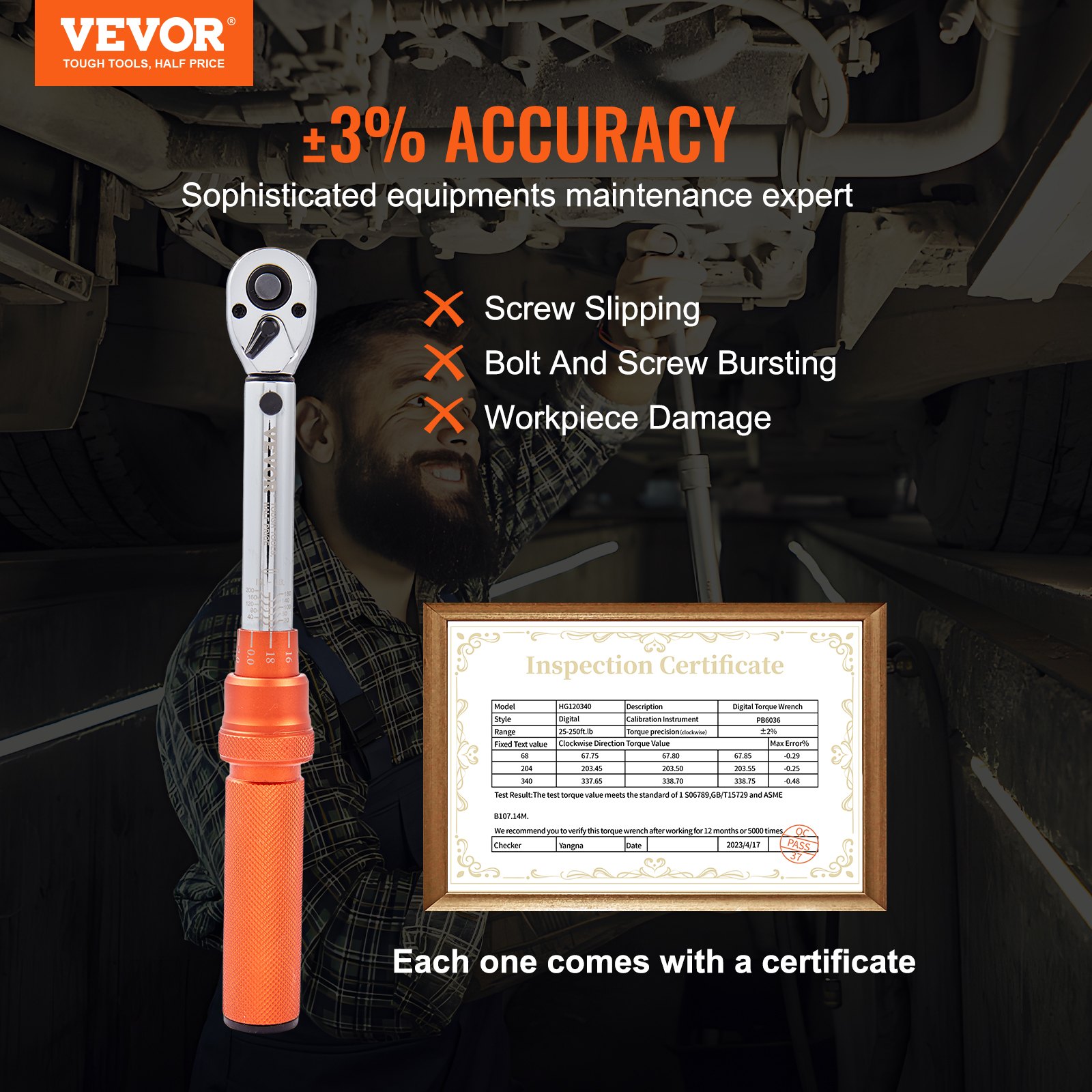 VEVOR Torque Wrench, 0.6 cm Drive Click Torque Wrench 20-200 in. lb/2.3-23N.m, Dual-Direction Adjustable Torque Wrench Set, Mechanical Dual Range Scales Torque Wrench Kit with Adapters Extension Rod