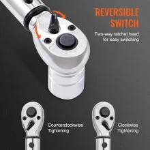VEVOR Torque Wrench, 1/2-inch Drive Click Torque Wrench 10-150ft.lb/14-204n.m, Dual-Direction Adjustable Torque Wrench Set, Mechanical Dual Range Scales Torque Wrench Kit with Adapters Extension Rod