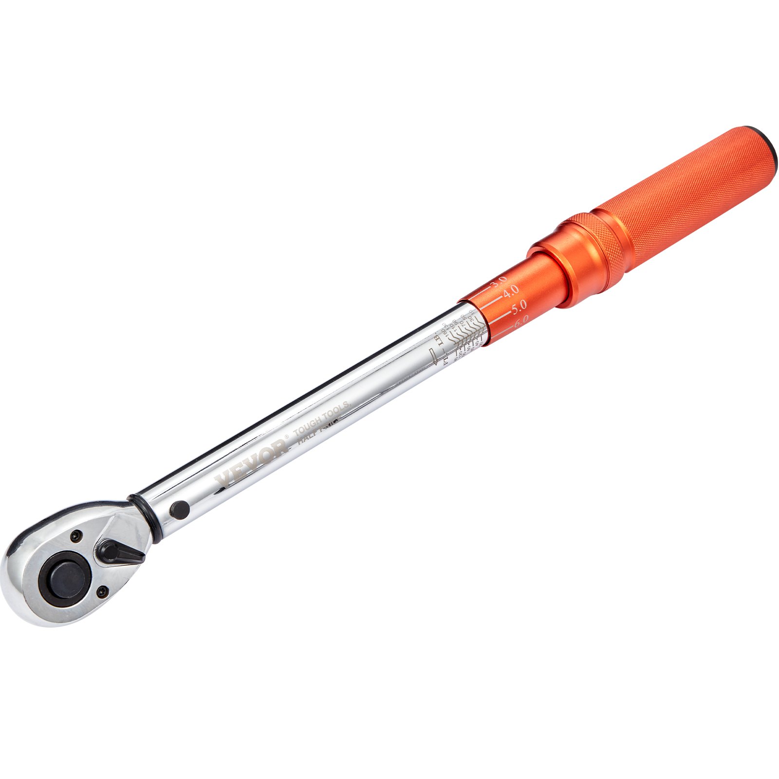 VEVOR torque wrench with orange handle and chrome-plated body.