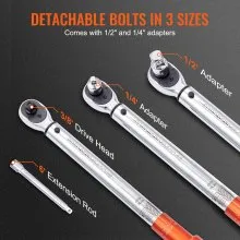 VEVOR Torque Wrench, 3/8-inch Drive Click Torque Wrench 10-80ft.lb/14-110n.m, Dual-Direction Adjustable Torque Wrench Set, Mechanical Dual Range Scales Torque Wrench Kit with Adapters Extension Rod