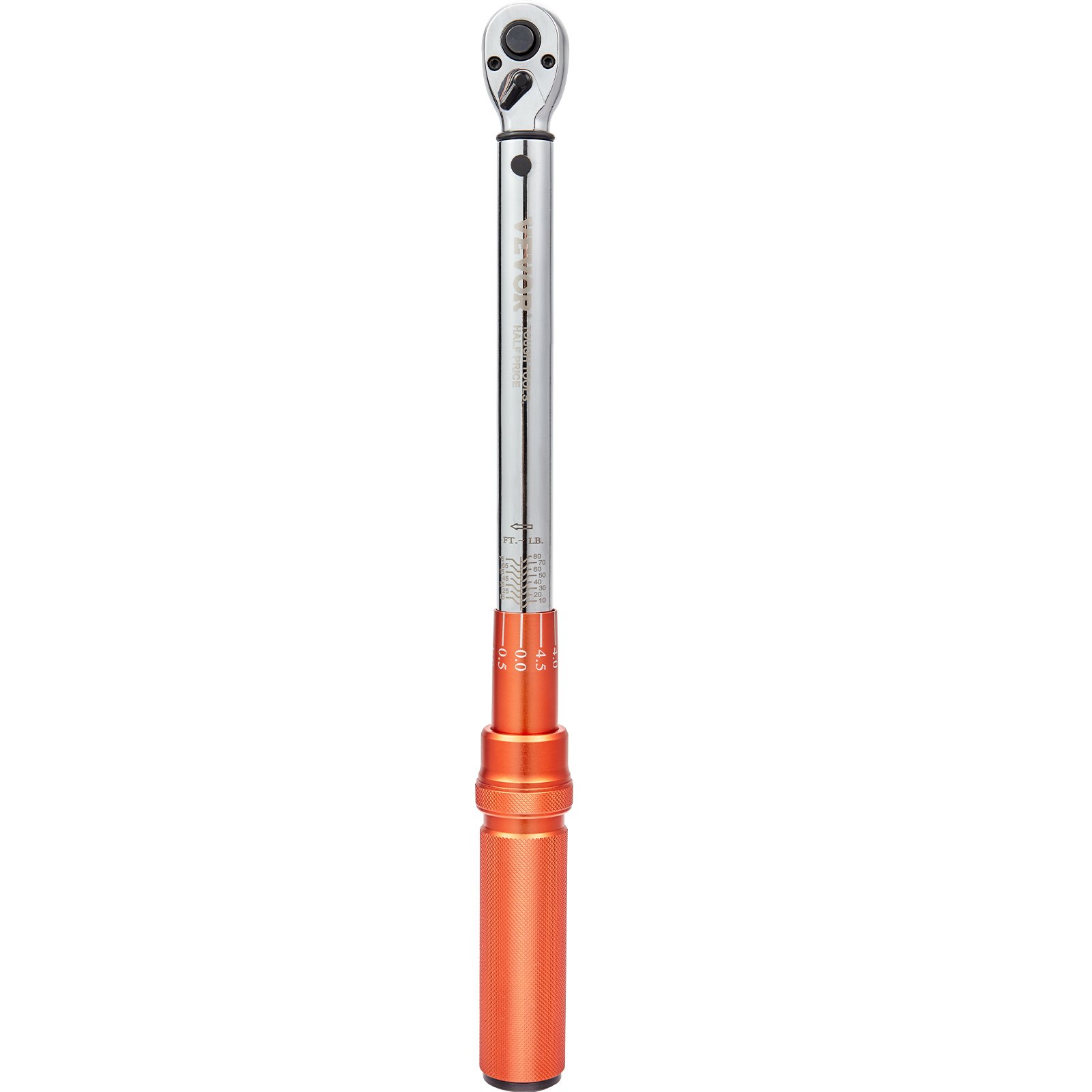 VEVOR torque wrench with an orange handle and a silver adjustable shaft.