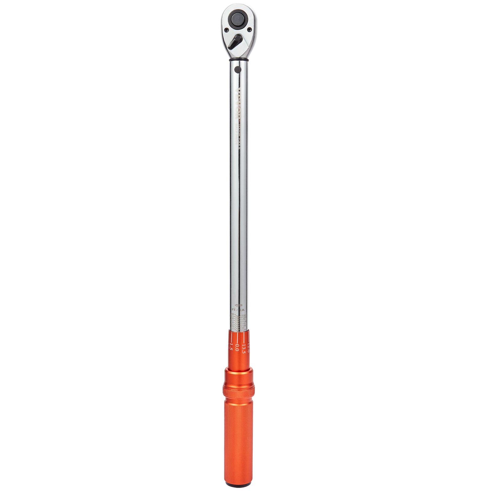 VEVOR torque wrench with chrome finish and orange handle for precision mechanics.