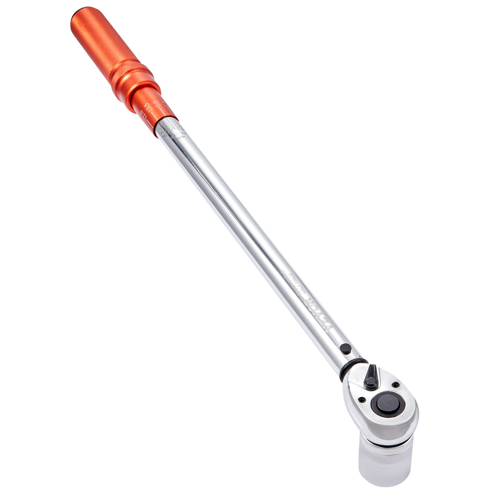 long-handled VEVOR torque wrench set with an orange grip and silver finish.
