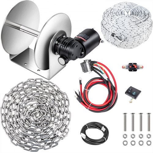 VEVOR Electric Anchor Winch Drum Winch TW240HC 0.3inX295ft Rope/Chain Full Kit